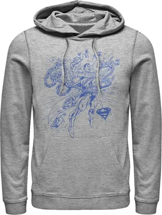 Men's Superman Hero Broken Chains Pull Over Hoodie - Athletic Heather - Large