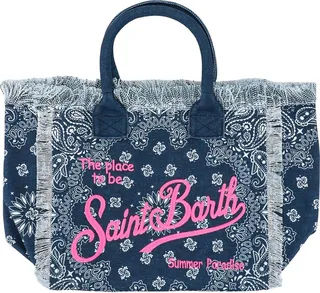 Canvas handbag with logo embroidery