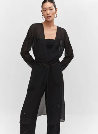Embroidered Mesh Kaftan