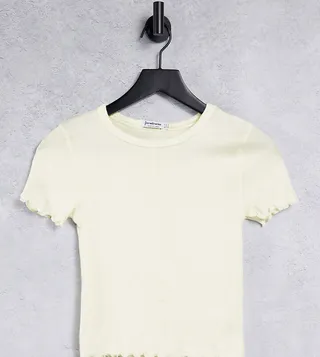 Stradivarius polyester seam front tshirt in beige - BEIGE