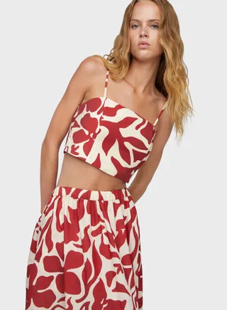 Strappy Printed Crop Top