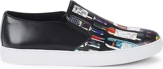 LImestone Bottle Graphic Leather Slip-On Sneakers