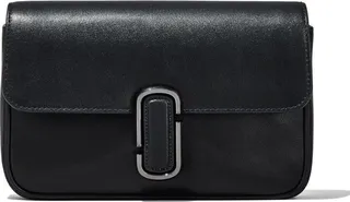 'the J' Black Crossbody Bag Wioth Front Logo In Leather Woman