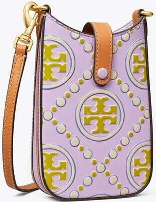 T Monogram Contrast Embossed Phone Crossbody