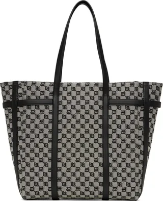 MISBHV Taupe & Black Monogram Shopper Tote