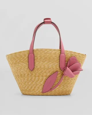 Small Tulip Straw Tote Bag