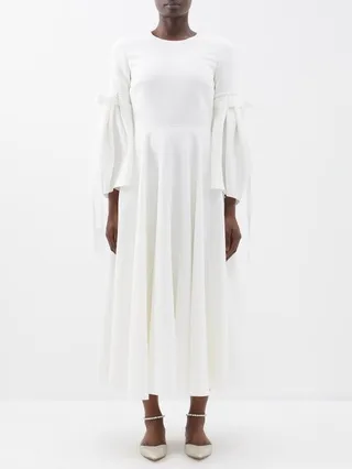 Calmina Tie-sleeve Crepe Midi Dress