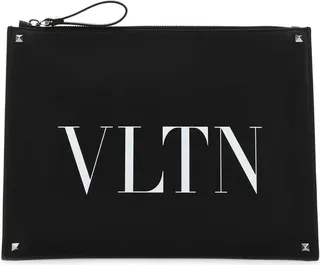 Garavani Logo Printed Zip-up Clutch Bag