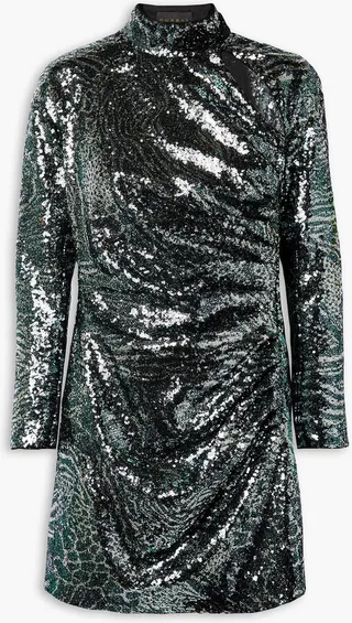 Cutout sequined tulle mini dress
