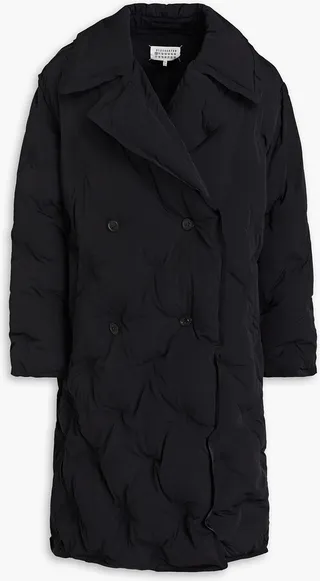 Oversized double-breasted quilted shell coat