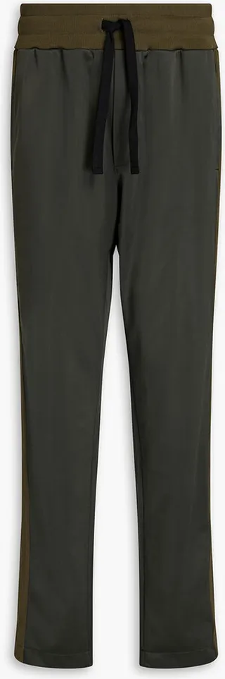 Appliquéd satin-jersey track pants