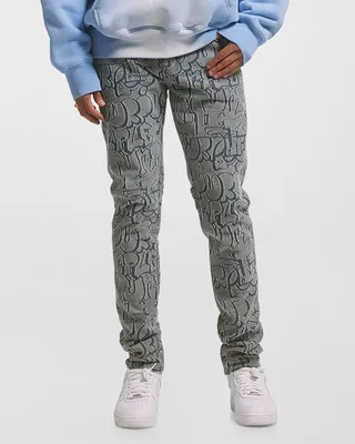 Men's Terry Graffiti Tag Laser Jeans