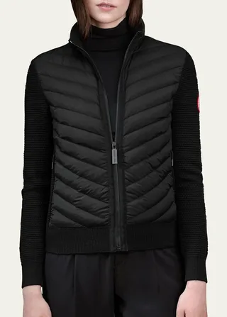 Hybridge Knit Puffer-Front Jacket