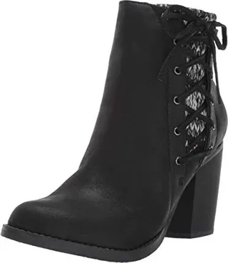 Sugar Women's Puckered Side Lace Up Lined Ankle Bootie Boot