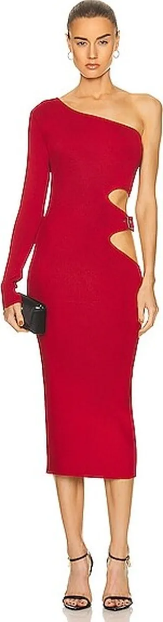 TOM FORD Rib Long Dress in Red
