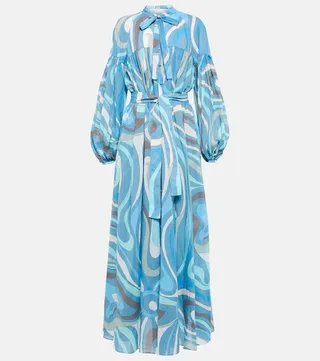 Printed cotton shirt dress