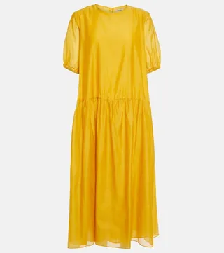 Olimpia cotton and silk voile midi dress