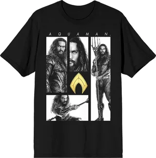 Aquaman Hero Of Atlantis Junior’s Black T-shirt-Medium
