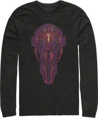 Men's Marvel Eternals Kro Stained Glass Long Sleeve Shirt - Black - Medium
