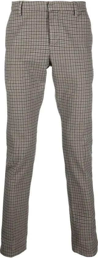 Check-Pattern Straight-Leg Trousers