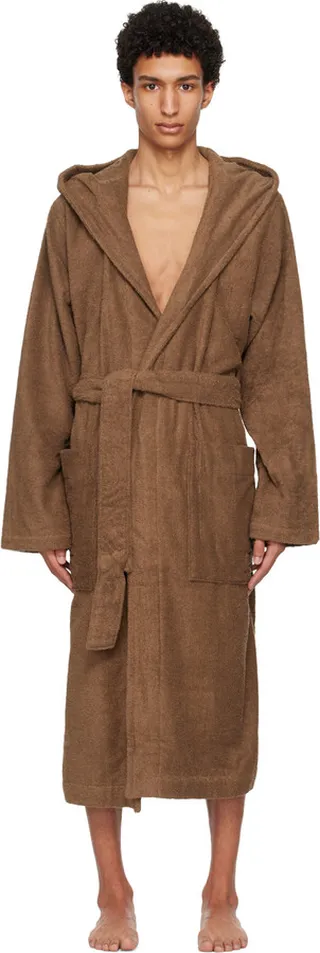 Tekla Brown Hooded Bathrobe