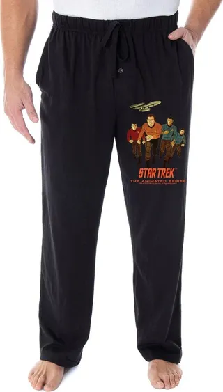 Star Trek Men's The Animated Series Character Logo Adult Lounge Pajama Pants L Black
