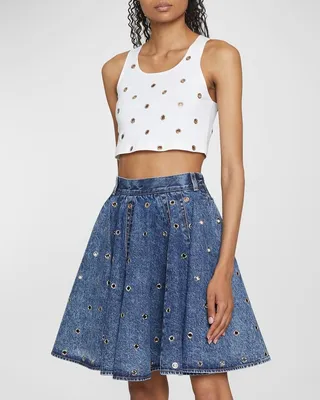 Grommet Eyelet Crop Tank Top