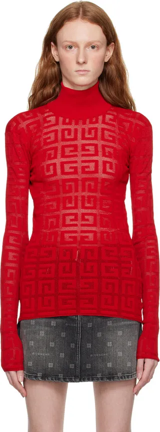 Givenchy Red 4G Turtleneck