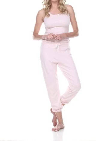 Dena Rib Sweatpant With Elastic Ankle And Back Pockets in Blush