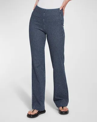 Striped High-Rise Flare Trousers
