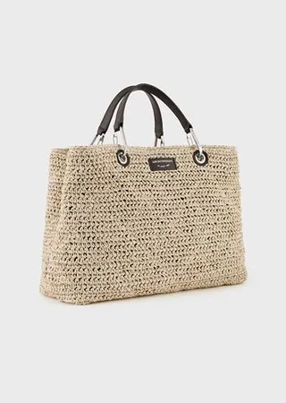 Medium MyEA shopper bag in matelassé straw