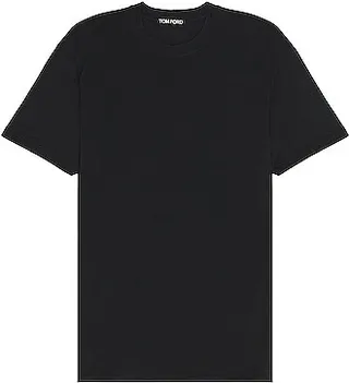 TOM FORD Lyocell Cotton Ss Crew Neck in Black