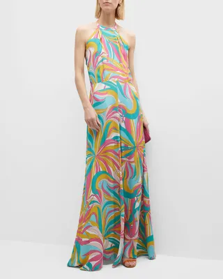 La Rioja Floral Crepe De Chine Maxi Dress