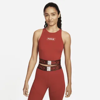 Women's Nike Pro Dri-FIT Graphic Crop Tank Top in Red