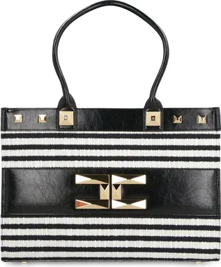 Elisabetta Franchi Striped Large Tote Bag