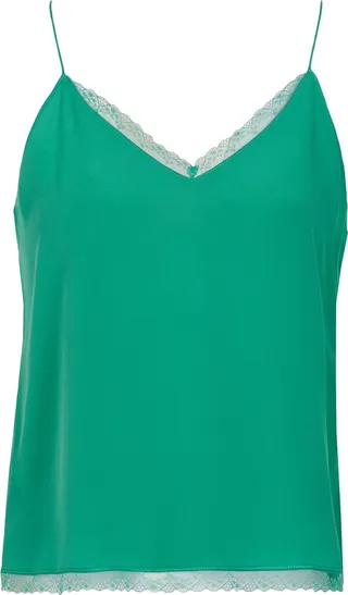 Silk Lace-trimmed Essential Camisole Top Green