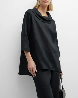 Cowl-Neck Tissue Linen Tunic