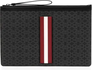 Monogram-Print Leather Clutch Bag