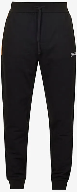 Mens Black Iconic Logo Cotton-jersey Pyjama Jogging Bottoms
