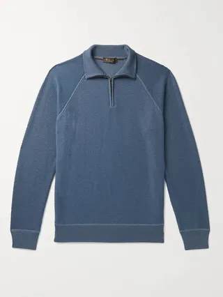 Ribbed Cashmere and Silk-Blend Half-Zip Sweater