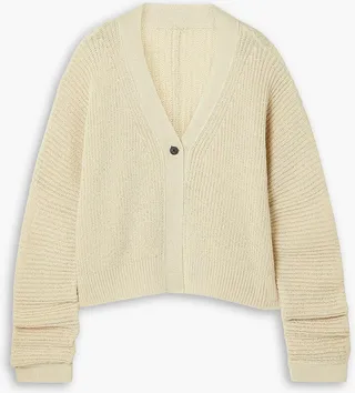 Ribbed linen-blend cardigan