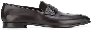 Crocodile-Effect Penny Loafers