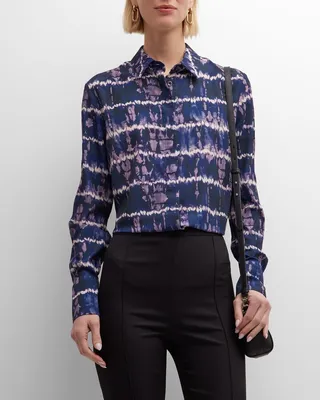 Chika Tie-Dye Button-Front Blouse
