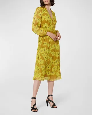 Kaz Plunge Floral-Print Midi Dress