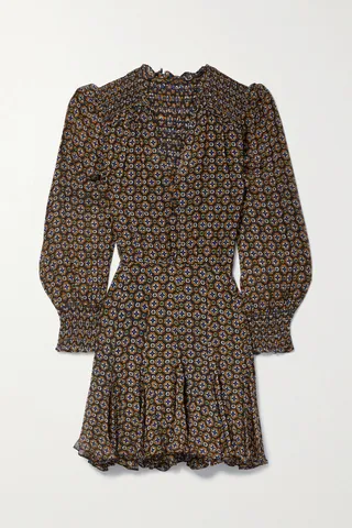 Veronica Beard - Sacchi Printed Chiffon Mini Dress - Black