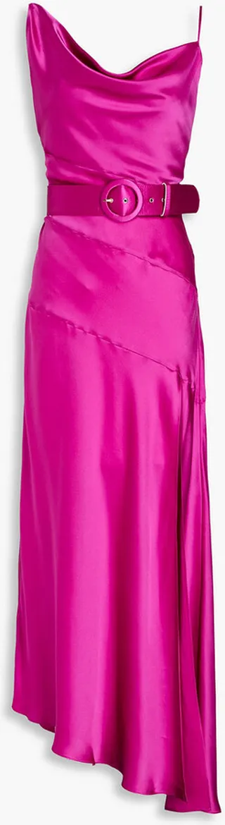 Lark asymmetric silk-satin midi dress