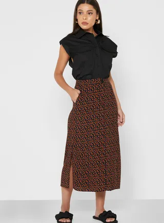 High Waist Printed Skirt