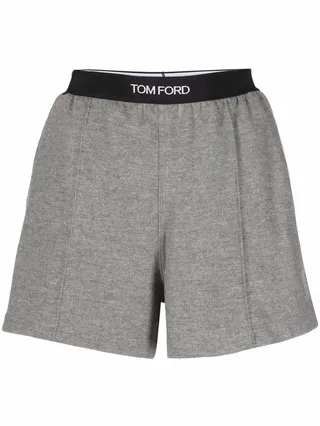 Logo-Waistband Cashmere Shorts