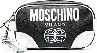 Black Smiley Logo Print Clutch Bag