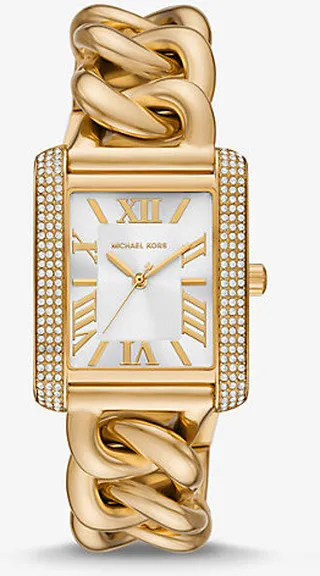 Oversized Emery Pavé Gold-Tone Curb Link Watch